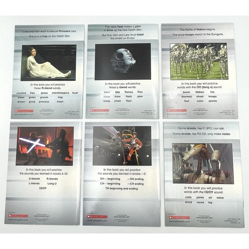Star Wars Phonics Pack 2 Scholastic 2015 Complete Set 10 Books 2 Workbooks‎ New